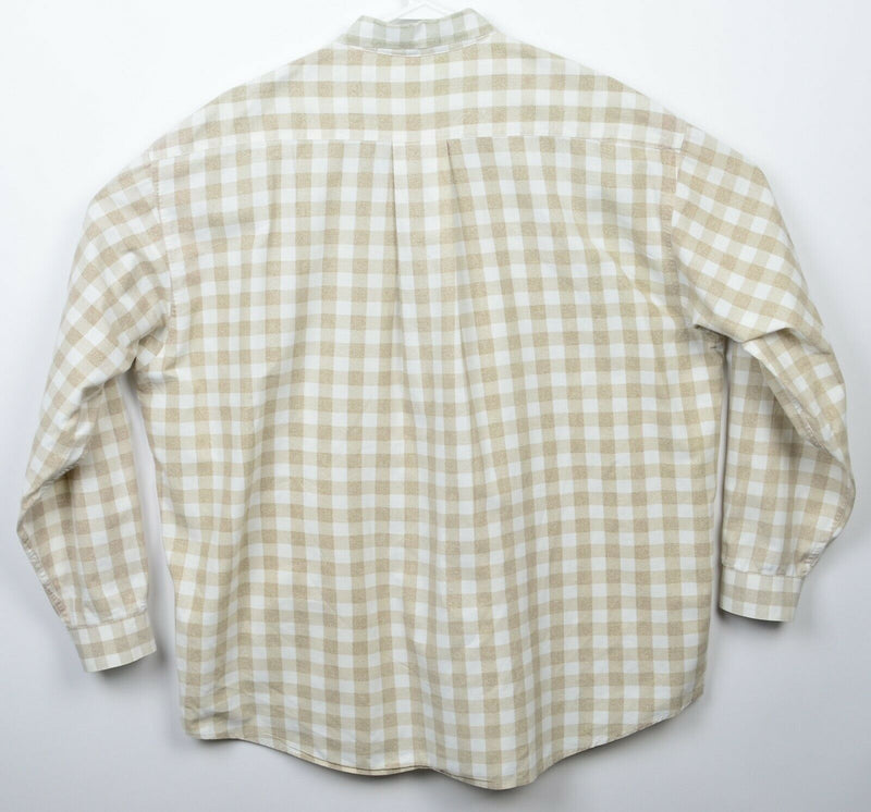 Marithe Francois Girbaud Men's Large Beige Check 90s Hip Hop Button-Front Shirt
