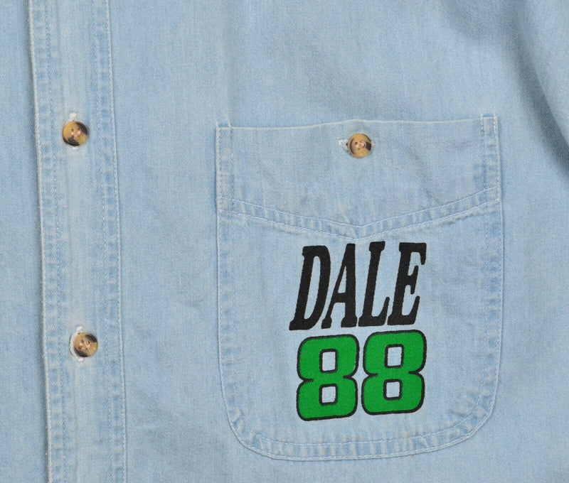 Vtg Dale Earnhardt Jr. Men's Sz 2XL Mountain Dew Denim Graphic NASCAR Shirt