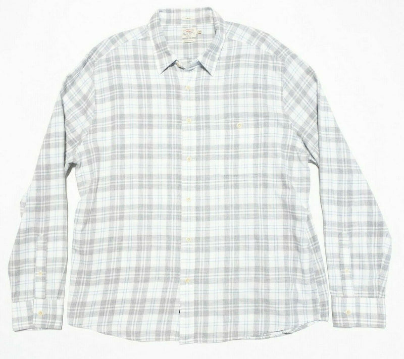 Faherty Men's 2XL Slim Fit Gray Plaid Everyday Casual Button-Front Shirt