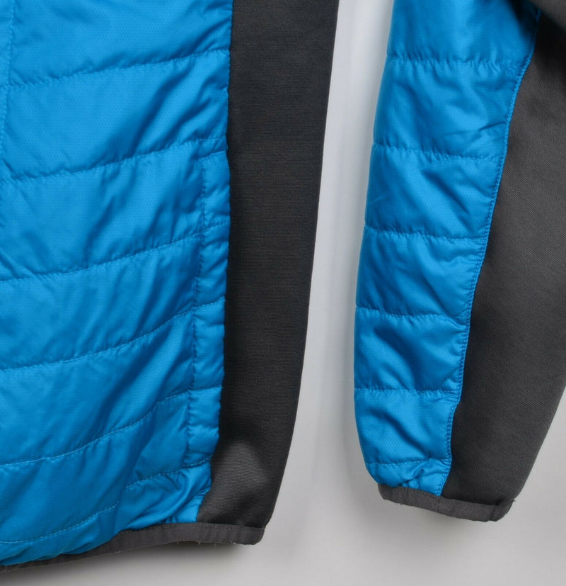 Spyder Men's Sz Large Blue Gray Full Zip Winter Ski Ribbed Puffer Jacket