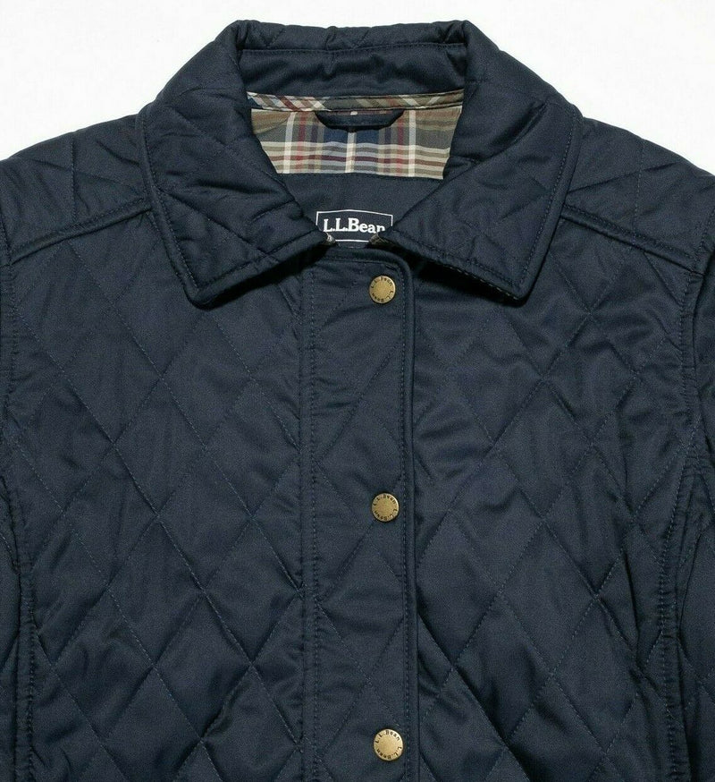 L.L. Bean Women's Quilted Riding Jacket Navy Blue Equestrian Zip Women's Small