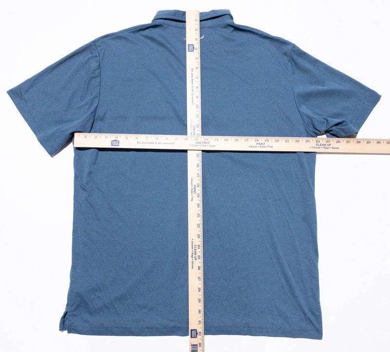 Travis Mathew Golf Polo Shirt Men's 2XL Wicking Stretch Blue Chest Stripe