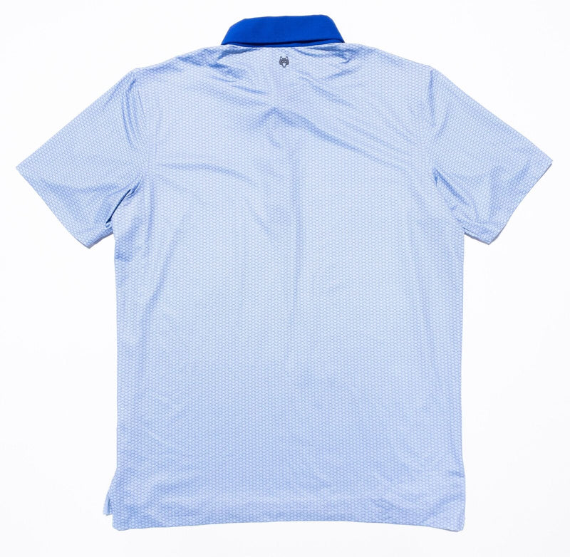 Greyson Golf Polo Medium Men's Shirt Blue Geometric Wicking Stretch Sea Island