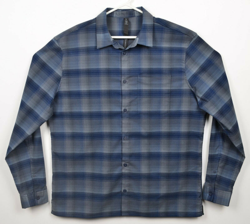 Lululemon Men's 2XL Masons Peak Blue Gray Plaid Stretch Flannel Shirt