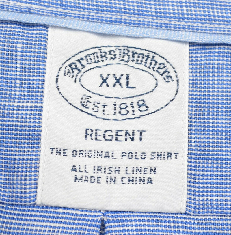 Brooks Brothers Men's Sz 2XL 100% Irish Linen Blue Regent Button-Down Shirt