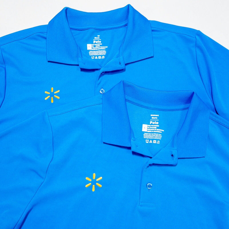 Walmart Employee Shirt Men's Large Uniform Polo Blue Logo Lot of 2 Wicking