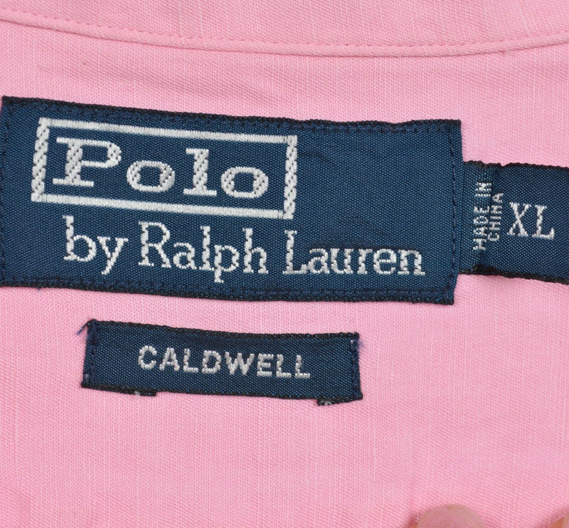 Polo Ralph Lauren Men's XL Silk Linen Blend Solid Pink Caldwell Camp Shirt