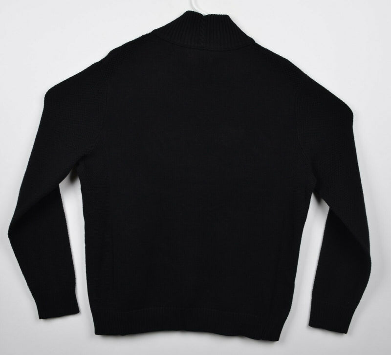 Carbon 2 Cobalt Men's Sz Large Black Ribbed Henley Collar Pullover Sweater