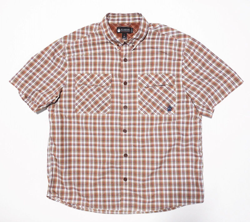 Alaskan Hardgear Shirt XL Standard Men Orange Plaid Nylon CoolMax Duluth Trading