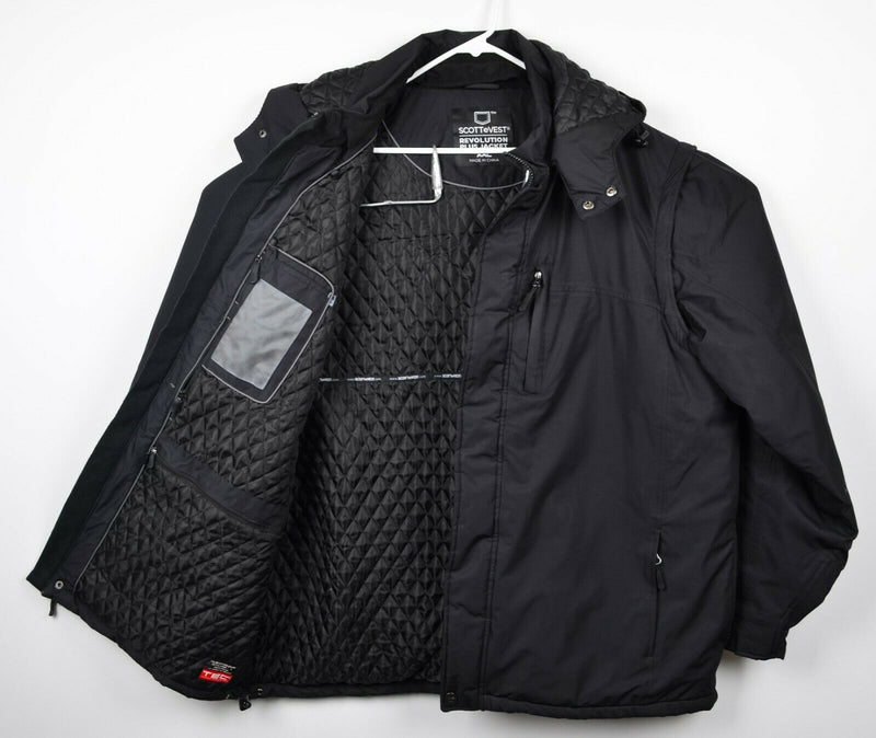 SCOTTeVEST Men's 2XL Revolution Plus Black Multi-Pocket Hood Convertible Jacket