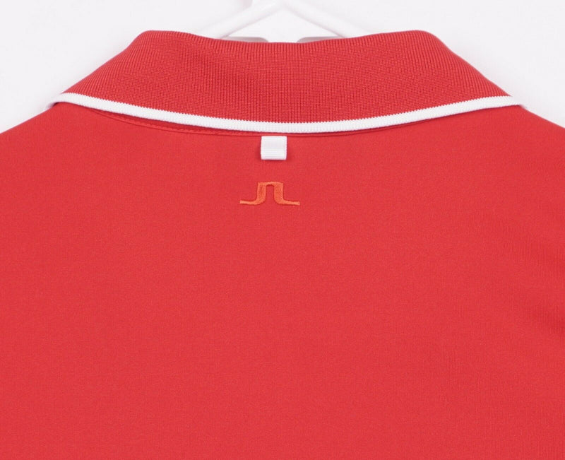 J. Lindeberg Men's Large Regular Fit KV Reg TX Jersey Red Logo Golf Polo Shirt