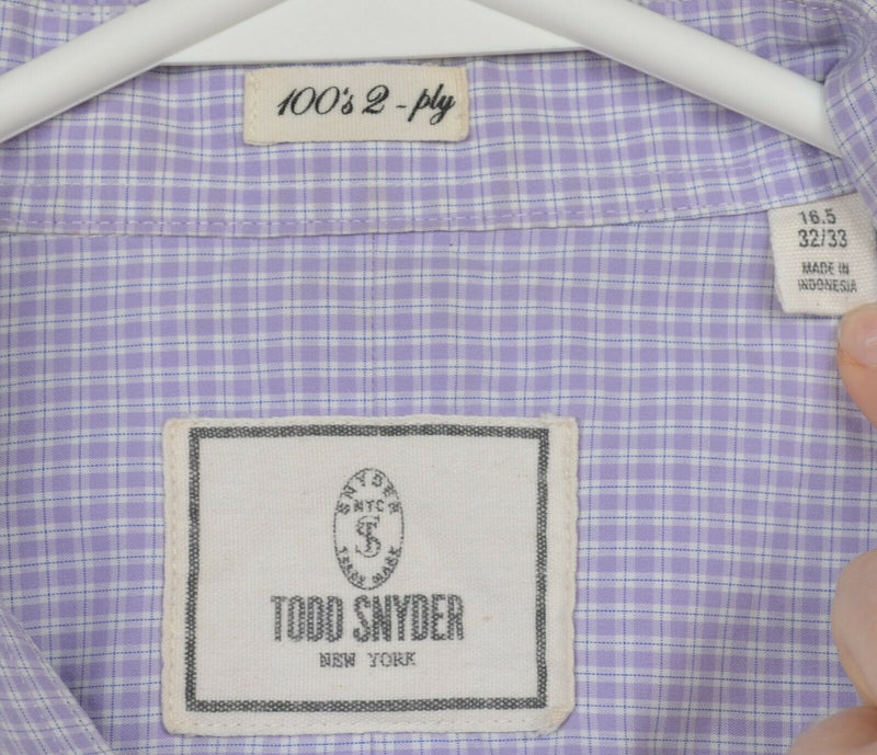 Todd Snyder New York Men's 16.5 (Large) Purple Plaid Check Button-Front Shirt