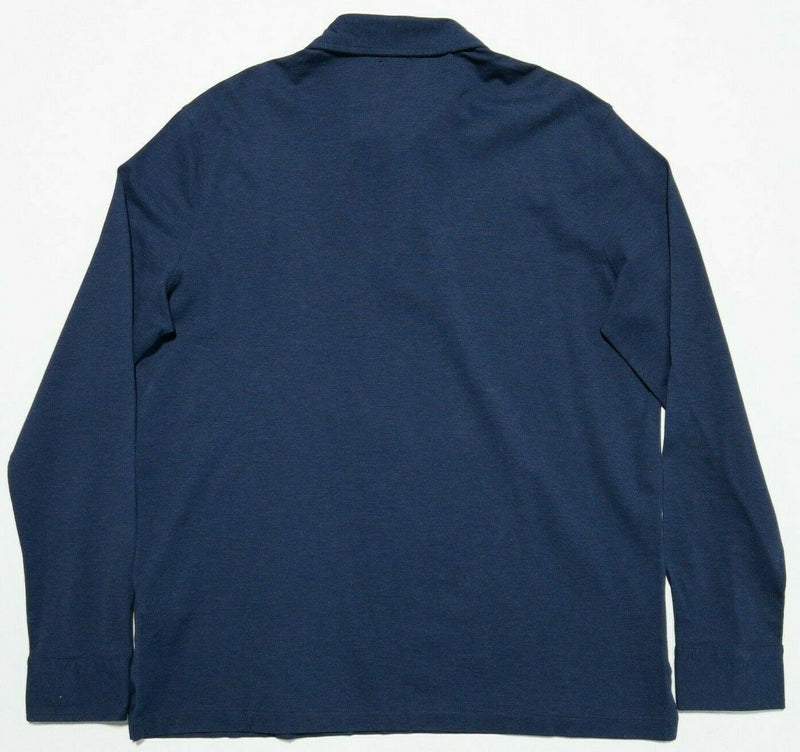 Polo Ralph Lauren Men's Large Slim Fit Stretch Mesh Navy Blue L/S Polo Shirt