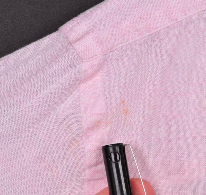 J. McLaughlin Men's Sz Large 100% Linen Solid Pink Resort Long Sleeve Shirt