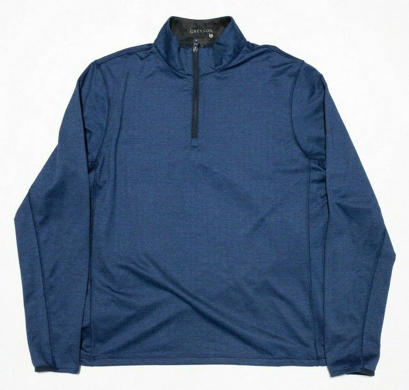 Greyson Golf 1/4 Zip Pullover Jacket Large Men Wicking Blue Chevron Long Sleeve