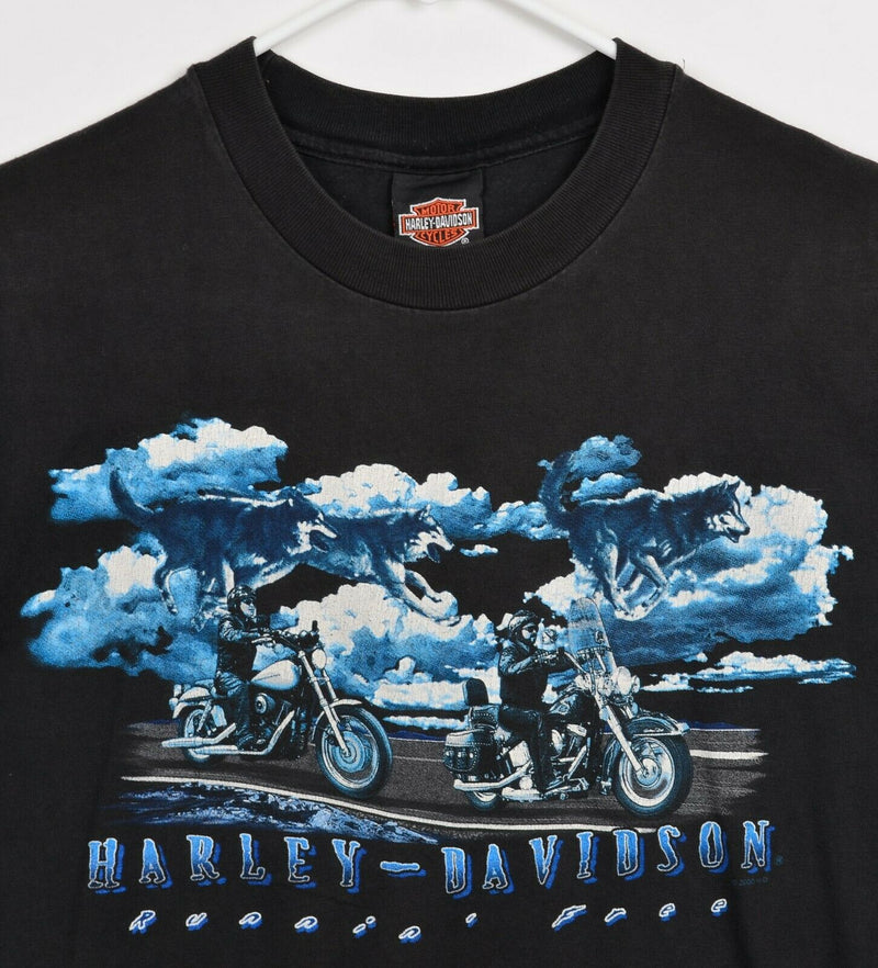 Vintage Harley-Davidson Men's Medium Wolf Runnin' Free Double-Sided T-Shirt