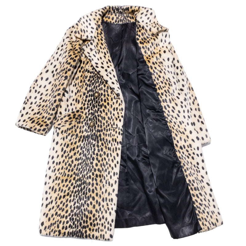 Vintage Safari Fairmoor Faux  Fur Coat Fits M/L Leopard Cheetah La France 60s