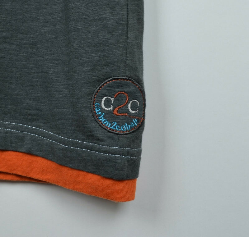 Carbon 2 Cobalt Men's Sz Large Gray Orange Double-Shirt Polo Shirt