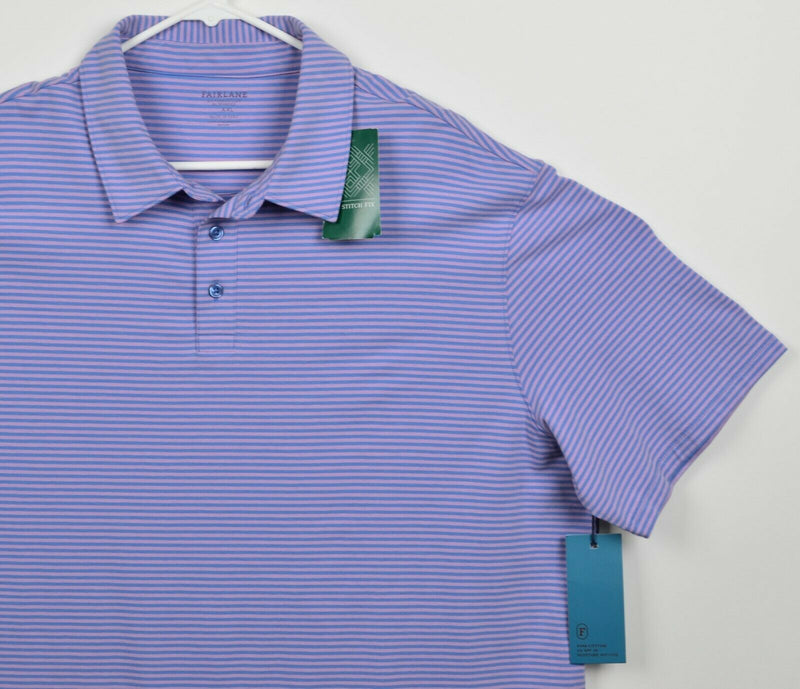 Fairlane Stitch Fix Men's Sz 2XL Purple Blue Stripe UV SPF 30 Polo Shirt