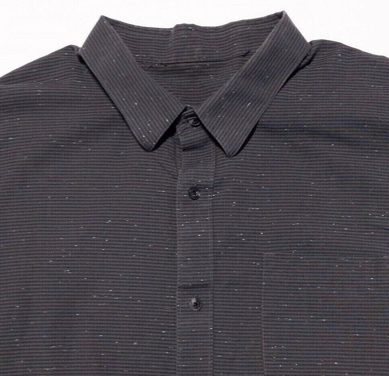 Travis Mathew Button-Up Shirt XL Men's Short Sleeve Gray Stripe Speckle Golf