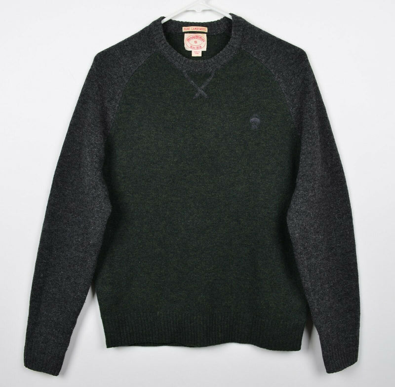 Brooks Brothers Men's Small 100% Lambswool Green Gray Crew Neck Sweater