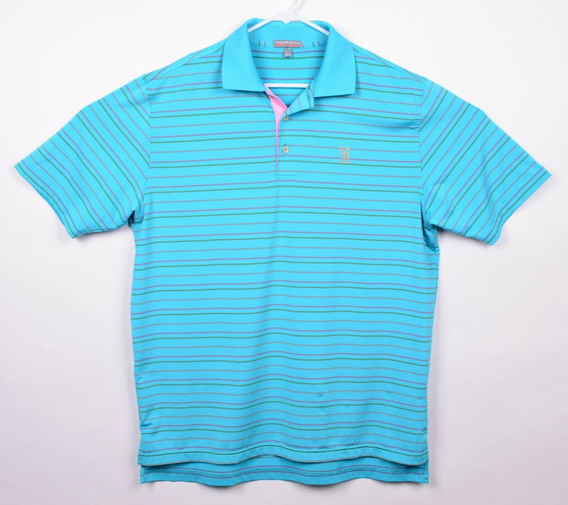 Peter Millar Men's Sz Large Summer Comfort Blue Striped Golf Polo Shirt