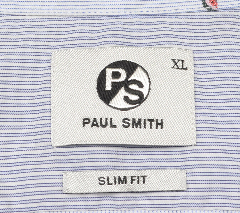 Paul Smith Men's XL Slim Fit Watermelon Blue Flip Cuff Fruit Button-Front Shirt