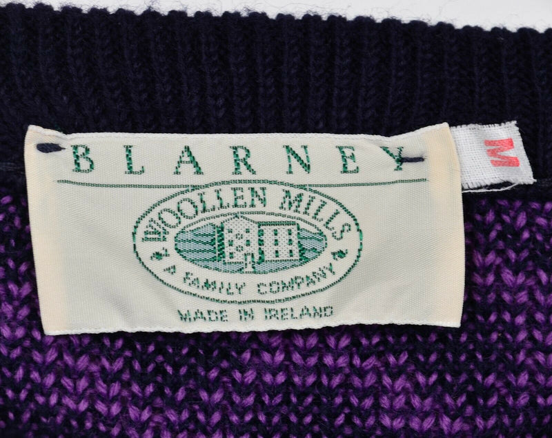 Blarney Woolen Mills Adult Medium Claddagh Ring Shamrock Purple Irish Sweater