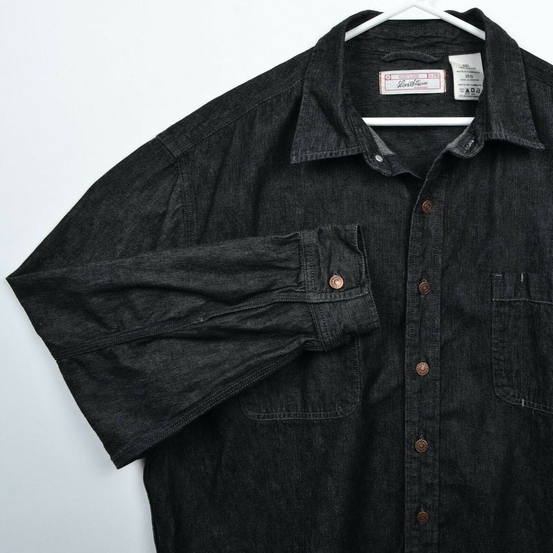 Levi's Strauss Signature Men's 2XL Black Denim Rivet Metal Buttons Shirt