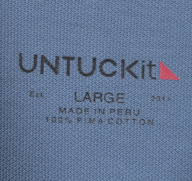 UNTUCKit Men's Sz Large Solid Blue Pima Cotton Short Sleeve Polo Shirt