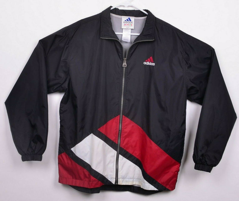 Vintage 90s Adidas Men's XL Big Logo Black Red White Full Zip Windbreaker Jacket