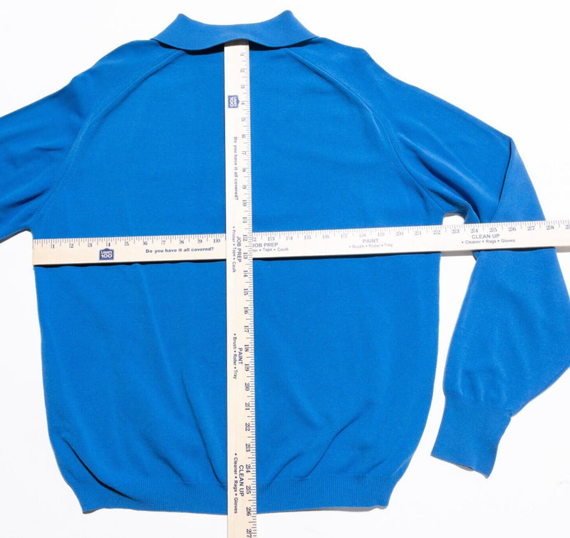 Puritan Ban-Lon Knit Polo Men's XL Vintage 60s 70s Retro Blue Long Sleeve USA