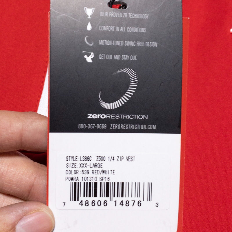 Zero Restriction Vest Men's 3XL Golf Pullover 1/4 Zip  Wicking Stretch Red Z500