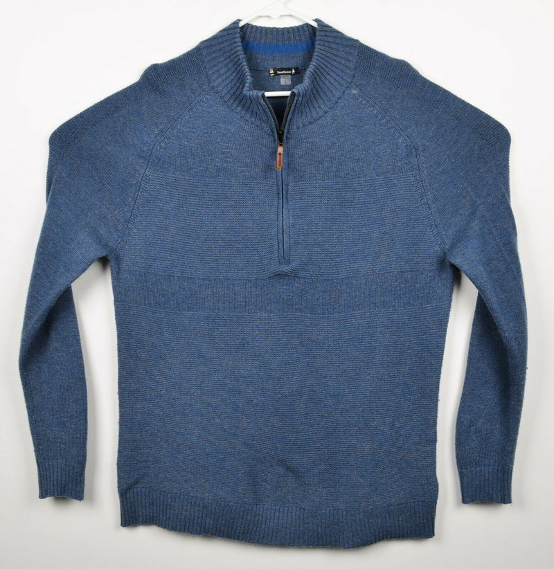 Smartwool Men's Large? Merino Wool Blend Blue Hiking 1/4 Zip Pullover Sweater