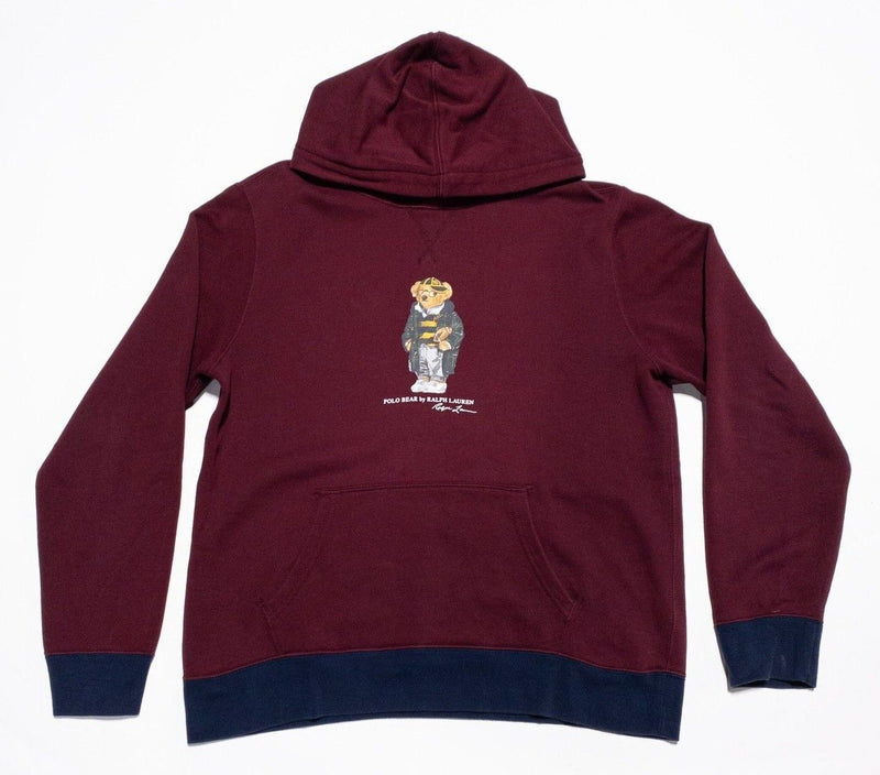 Polo Bear Ralph Lauren Hoodie Boys XL Football Study Student Maroon Red Pullover