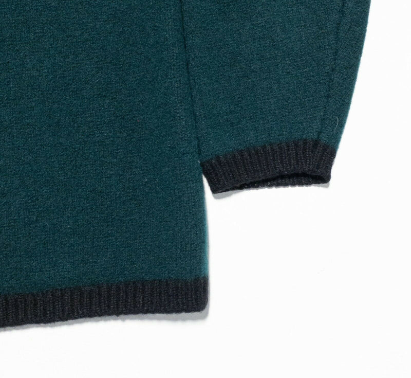 Blarney Women's Medium Wool Green Black Irish Toggle Cardigan Sweater