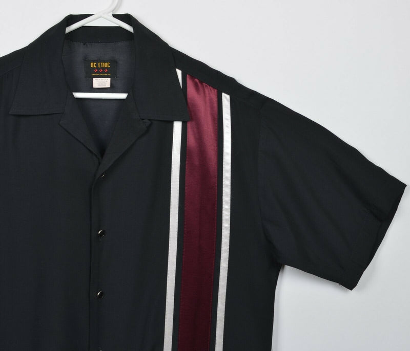 Vintage BC Ethic Men's Medium Smooth Custom Fit Black Panel Bowling Camp Shirt