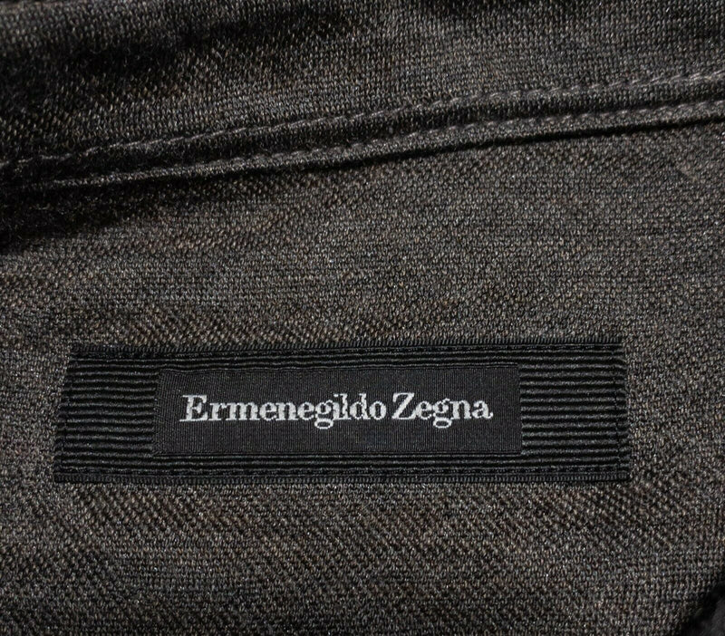 Ermenegildo Zegna Men's Medium/50 Wool Silk Blend Polo Shirt Sweater Brown