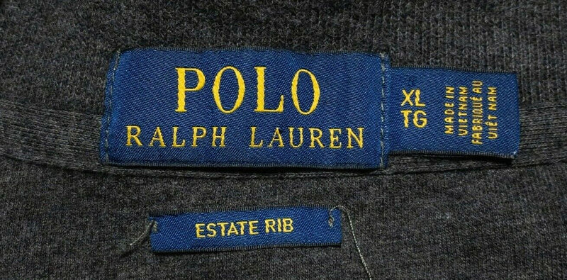 Polo Ralph Lauren Sweater Men's XL Estate Rib Dark Heather Gray 1/4 Zip