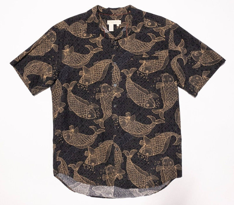 Territory Ahead Mens XL Shirt Silk Fish Print Koi Short Sleeve Hawaiian Camp 90s