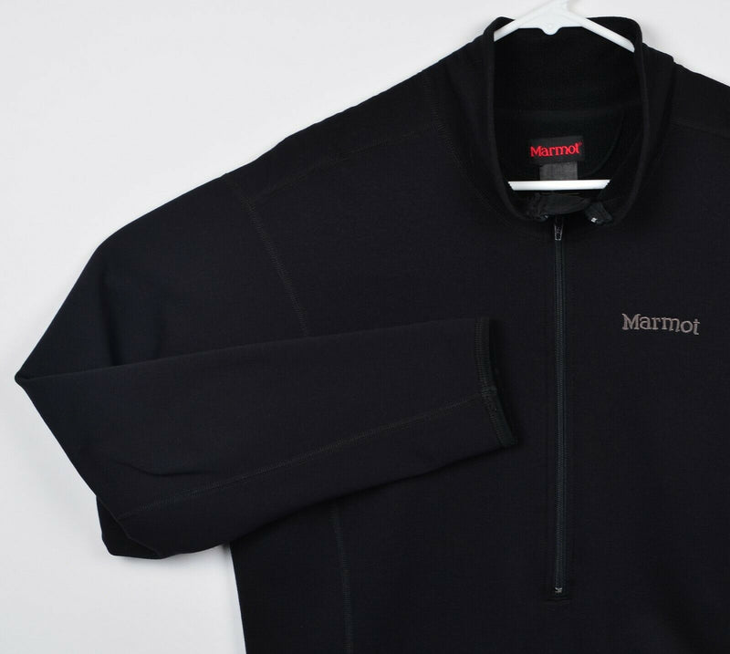 Marmot Men's Medium? Polartec Half-Zip Solid Black Long Sleeve Base Layer Top