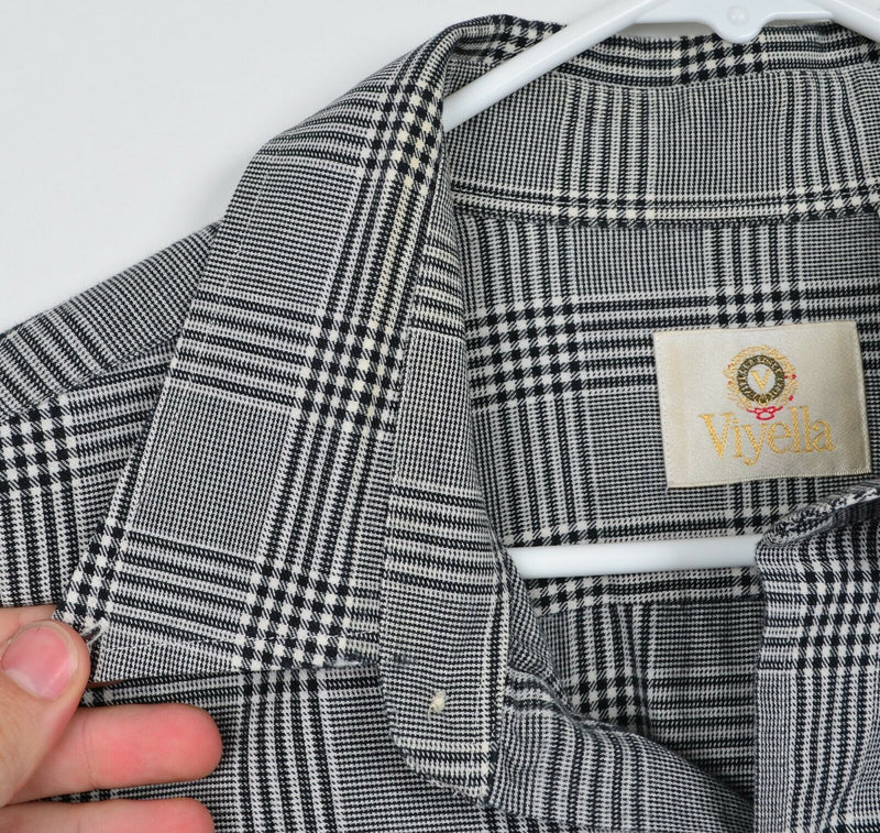 Viyella Men's XL Cotton Wool Blend Houndstooth Plaid Button-Down Flannel Shirt