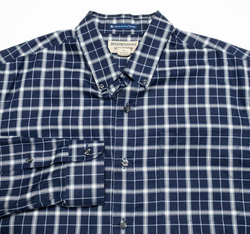 Magna Ready Shirt Men's Large Duluth Trading Long Sleeve Blue Plaid Magnets