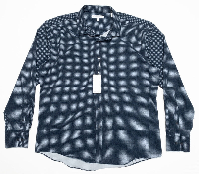 Vince Camuto Men's XL Shirt Long Sleeve Navy Blue Print Polka Dot Polyester