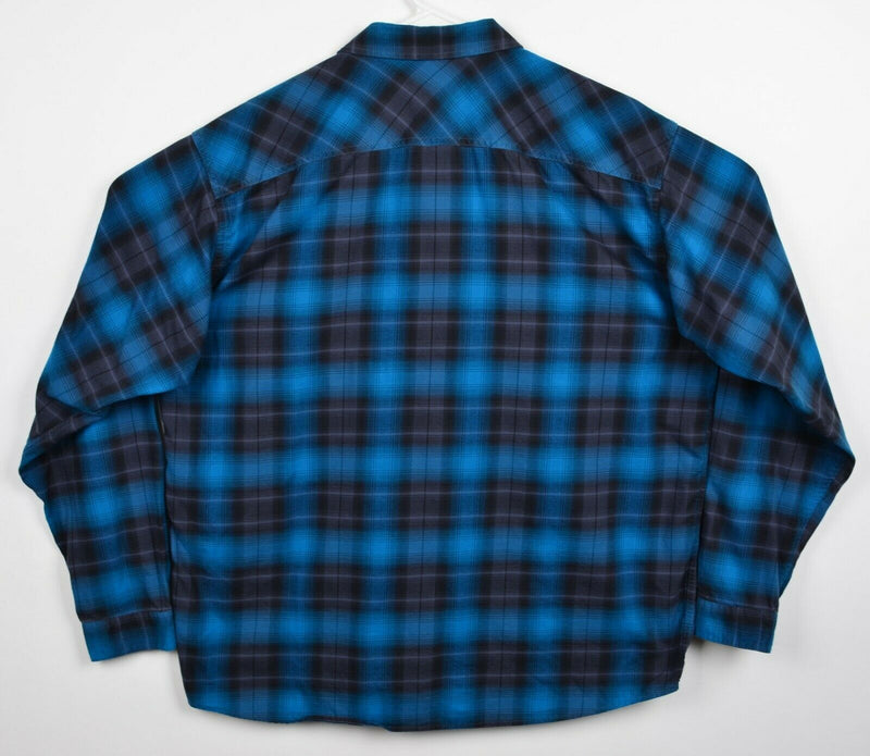 Patagonia Organic Cotton Men's XL Blue Black Plaid Buckshot Flannel Shirt