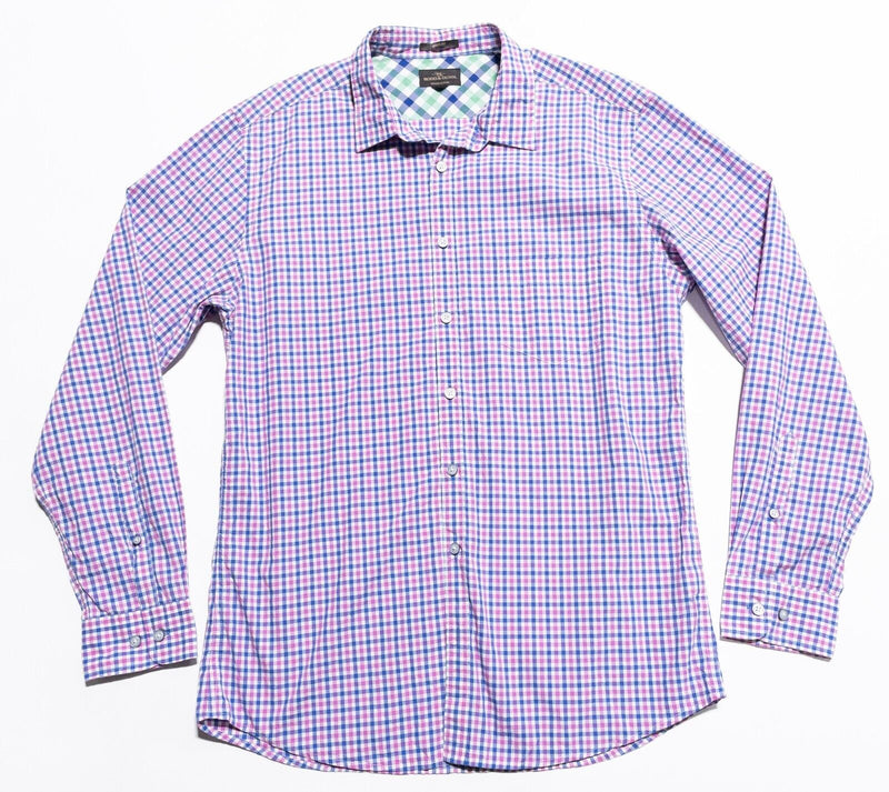 Rodd & Gunn Shirt Men's Large Sports Fit Pink Blue Check Button-Front Preppy