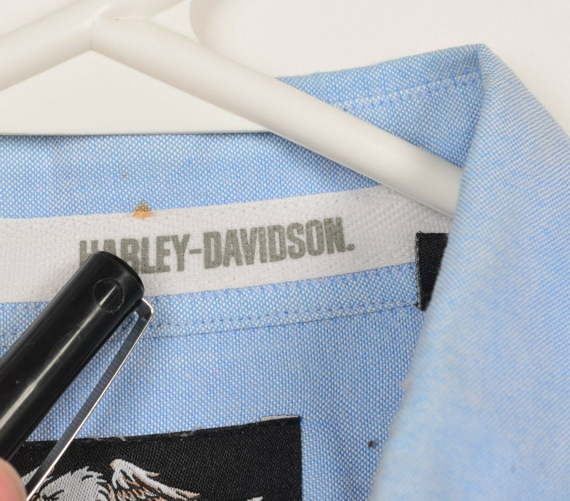 Harley-Davidson Men's Large Blue Oxford Motorcycle Button-Down Shirt