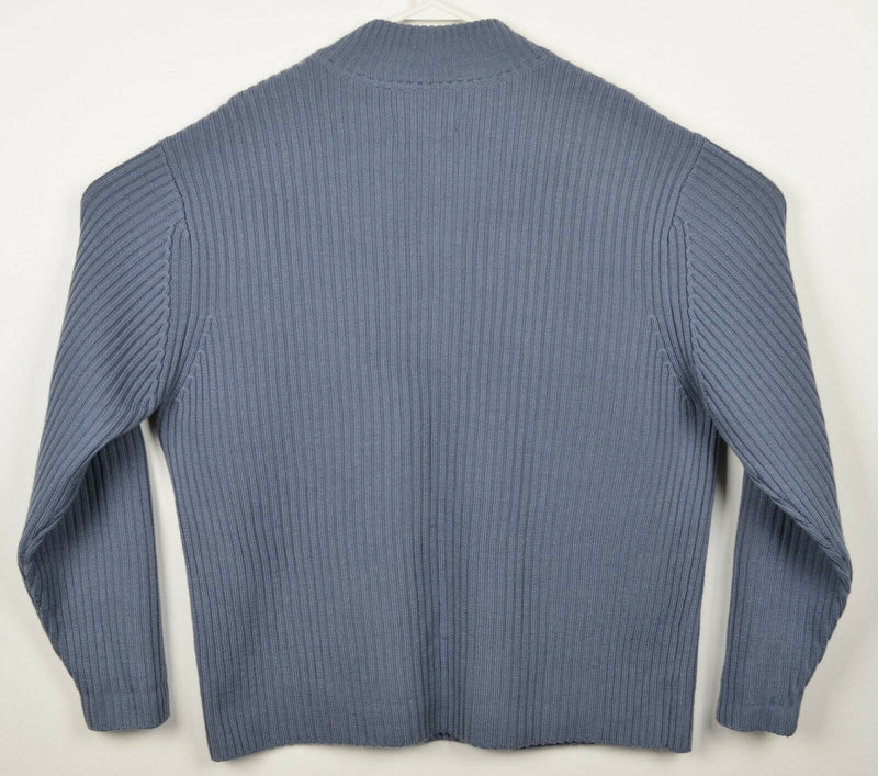 The Territory Ahead Men's Large 100% Wool Blue Henley Collar Knit Swirls Sweater