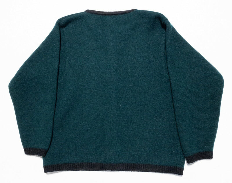 Blarney Cardigan Women's Medium (Fits M/L) Sweater Wool Green Black Irish Toggle