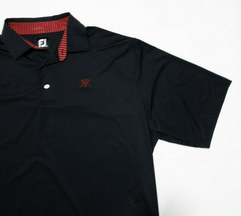 FootJoy Golf Shirt XXL Men's Polo Wicking Stretch Black Red Accent Bluemound CC
